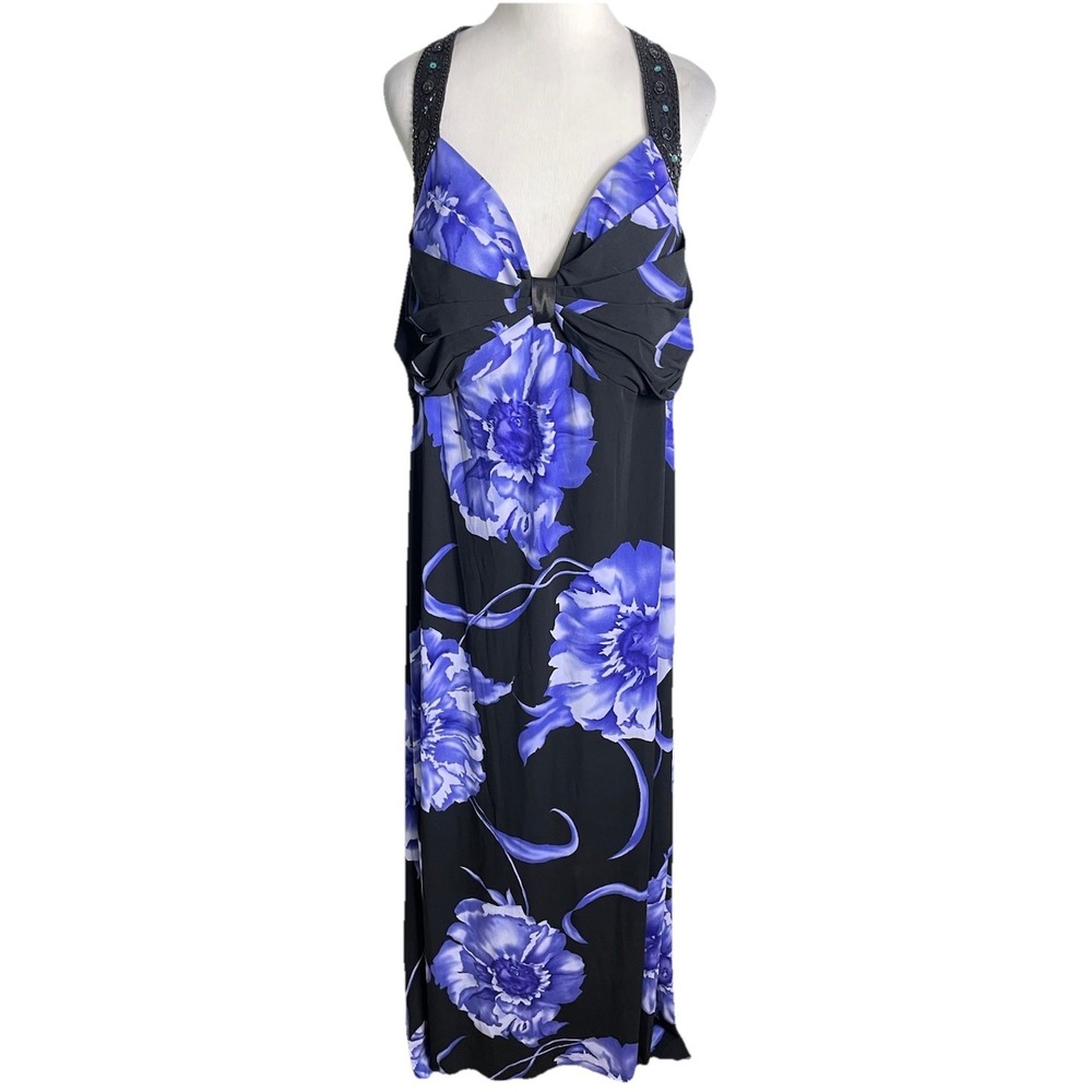 Dave‎ & Johnny Evening Prom Cruise Party  Dress Floral Slinky Beaded Whimsy 18